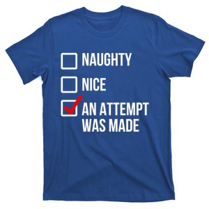 Naughty Nice An Attempt Was Made Funny Christmas Checkbox Cool Gift T-Shirt