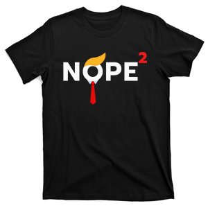 Nope Never Again Funny Trump Wig Political Costume Democrat T-Shirt