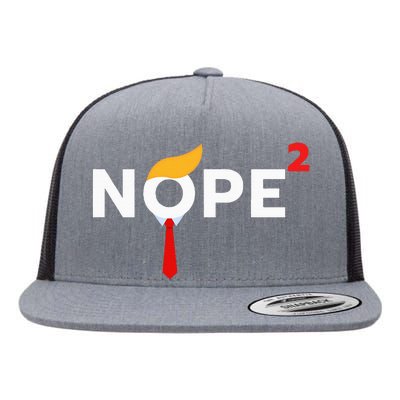 Nope Never Again Funny Trump Wig Political Costume Democrat Flat Bill Trucker Hat