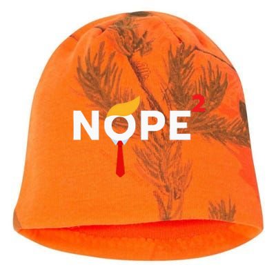 Nope Never Again Funny Trump Wig Political Costume Democrat Kati - Camo Knit Beanie