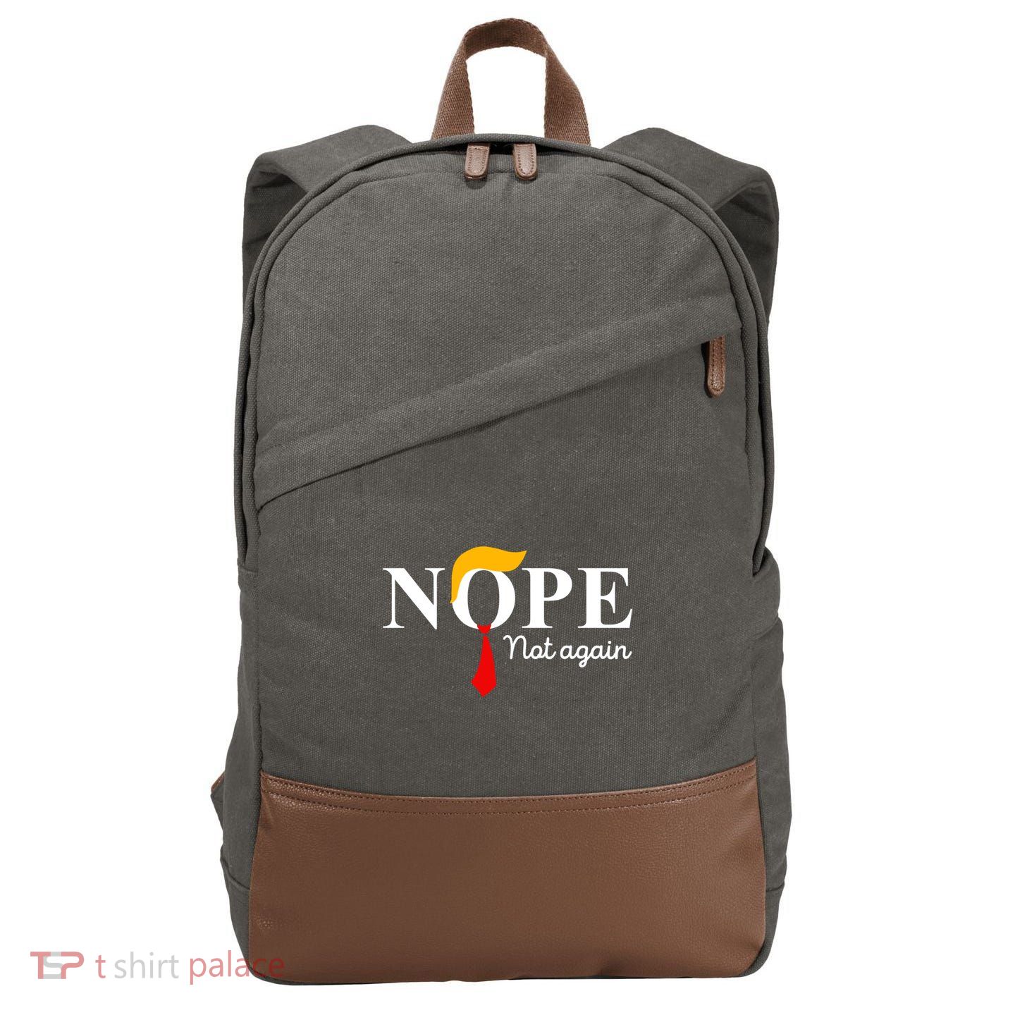 Nope Not Again Funny Trump Apparel Nope Not Again Trump Cotton Canvas Backpack