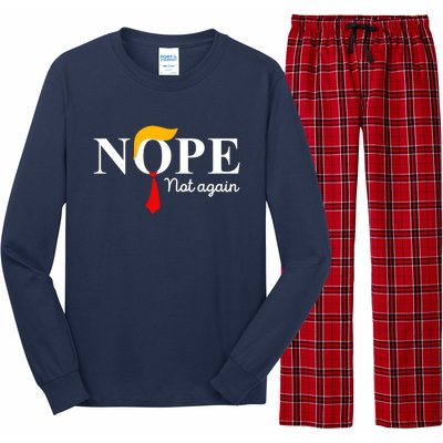 Nope Not Again Funny Trump Apparel Nope Not Again Trump Long Sleeve Pajama Set