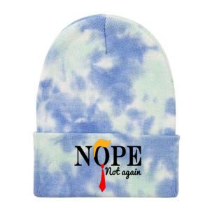 Nope Not Again Funny Trump Tie Dye 12in Knit Beanie