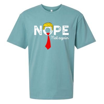 Nope Not Again Funny Trump Apparel Nope Not Again Trump Sueded Cloud Jersey T-Shirt