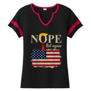 Nope Not Again Funny Trump Ladies Halftime Notch Neck Tee