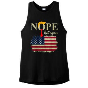 Nope Not Again Funny Trump Ladies PosiCharge Tri-Blend Wicking Tank