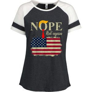 Nope Not Again Funny Trump Enza Ladies Jersey Colorblock Tee