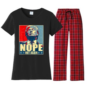 Nope Not Again Funny Trump Women's Flannel Pajama Set