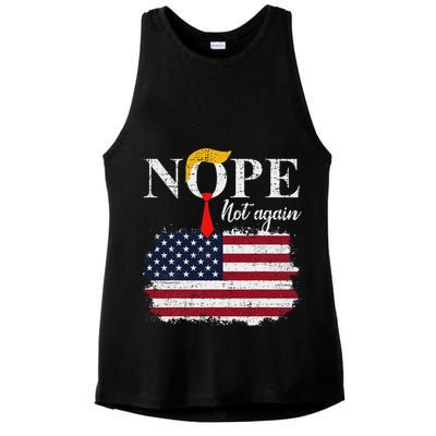 Nope Not Again Funny Trump Ladies PosiCharge Tri-Blend Wicking Tank