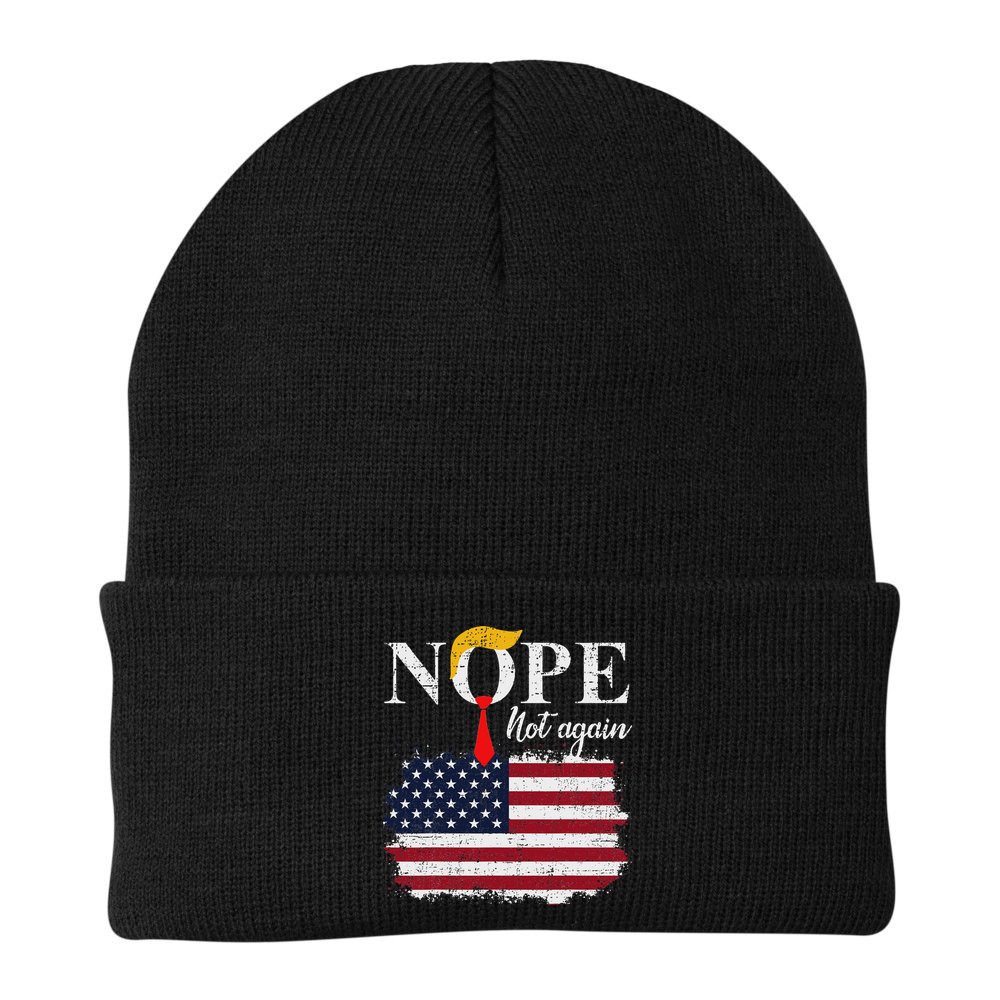 Nope Not Again Funny Trump Beanie