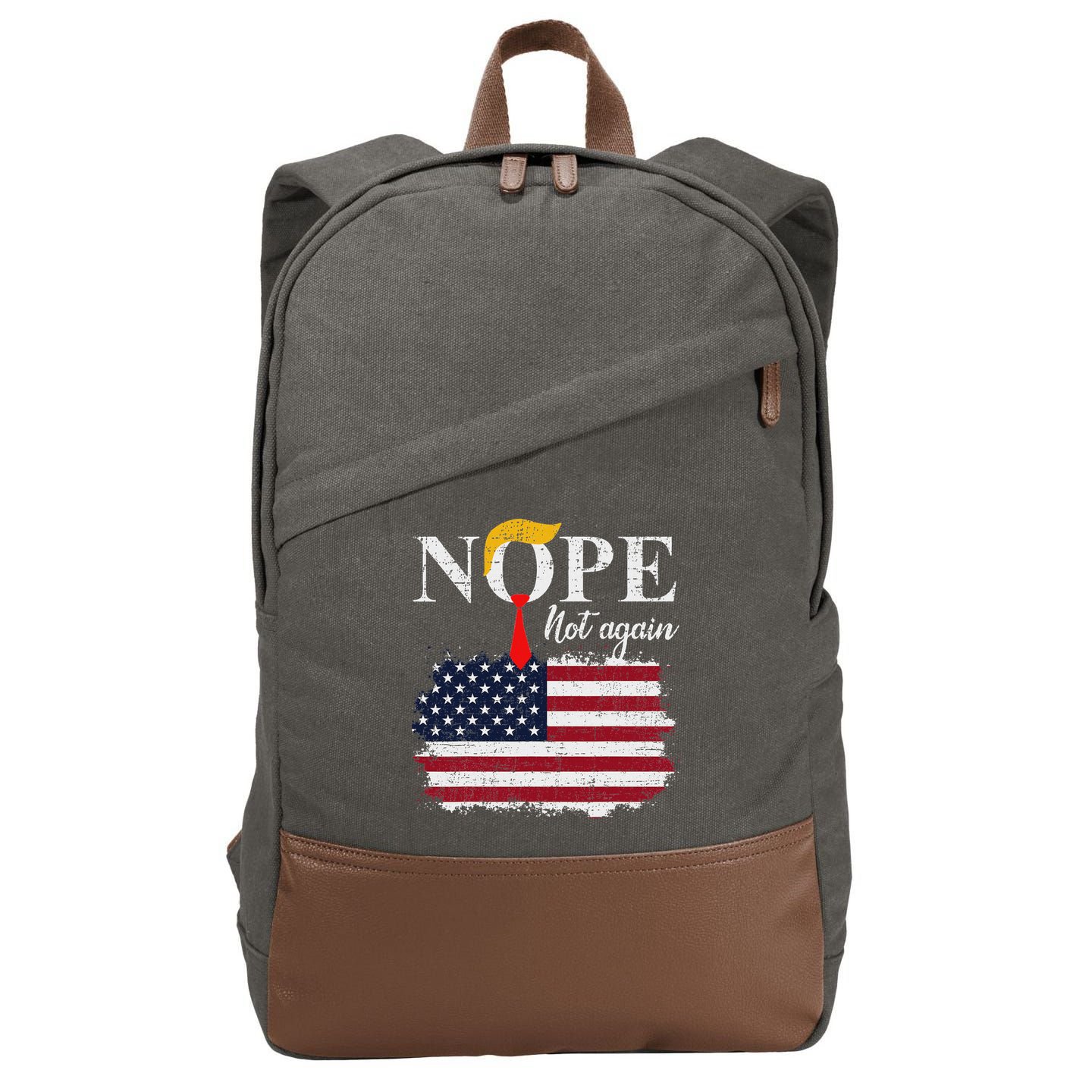 Nope Not Again Funny Trump Cotton Canvas Backpack