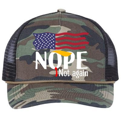 Nope Not Again Funny Trump Nope Not Again Trump Retro Rope Trucker Hat Cap