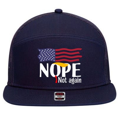 Nope Not Again Funny Trump Nope Not Again Trump 7 Panel Mesh Trucker Snapback Hat