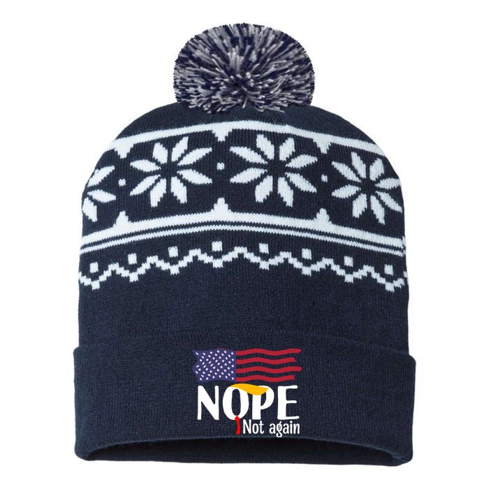 Nope Not Again Funny Trump Nope Not Again Trump USA-Made Snowflake Beanie