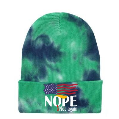 Nope Not Again Funny Trump Nope Not Again Trump Tie Dye 12in Knit Beanie