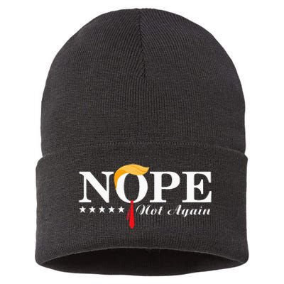 Nope Not Again Funny Trump Political Election 2024 Sustainable Knit Beanie