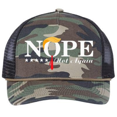 Nope Not Again Funny Trump Political Election 2024 Retro Rope Trucker Hat Cap