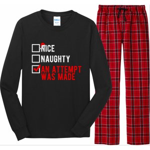 Nice Naughty An Attempt Was Made Christmas List Xmas Gift Long Sleeve Pajama Set