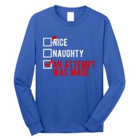 Nice Naughty An Attempt Was Made Christmas List Xmas Gift Long Sleeve Shirt