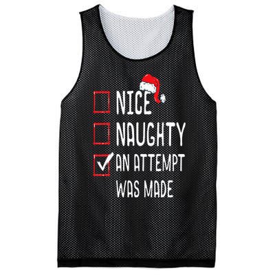 Nice Naughty An Attempt Was Made Christmas List Mesh Reversible Basketball Jersey Tank