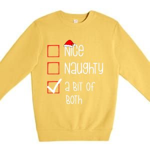 Nice Naughty A Bit Of Both Christmas List Xmas Santa Claus Gift Premium Crewneck Sweatshirt