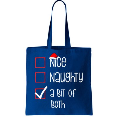 Nice Naughty A Bit Of Both Christmas List Xmas Santa Claus Gift Tote Bag