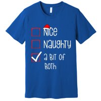 Nice Naughty A Bit Of Both Christmas List Xmas Santa Claus Gift Premium T-Shirt