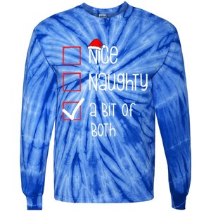 Nice Naughty A Bit Of Both Christmas List Xmas Santa Claus Gift Tie-Dye Long Sleeve Shirt