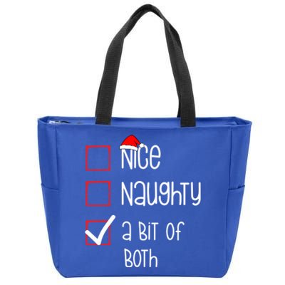 Nice Naughty A Bit Of Both Christmas List Xmas Santa Claus Gift Zip Tote Bag