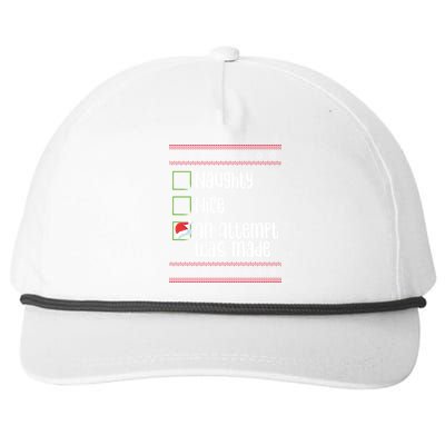 Nice Naughty An Attempt Was Made Christmas Naughty List Gift Snapback Five-Panel Rope Hat