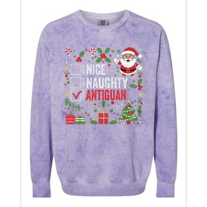 Nice Naughty Antiguan Christmas Antigua And Barbuda Colorblast Crewneck Sweatshirt