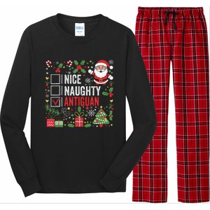 Nice Naughty Antiguan Christmas Antigua And Barbuda Long Sleeve Pajama Set