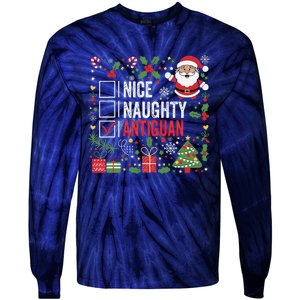 Nice Naughty Antiguan Christmas Antigua And Barbuda Tie-Dye Long Sleeve Shirt