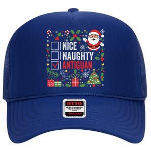 Nice Naughty Antiguan Christmas Antigua And Barbuda High Crown Mesh Back Trucker Hat