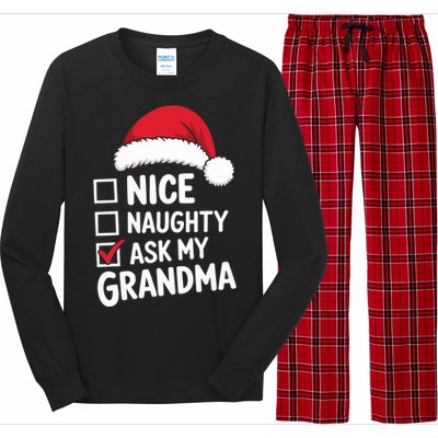 Nice Naughty Ask My Grandma Christmas List Xmas Gift Long Sleeve Pajama Set