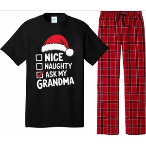 Nice Naughty Ask My Grandma Christmas List Xmas Gift Pajama Set