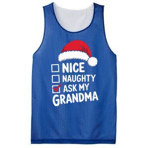 Nice Naughty Ask My Grandma Christmas List Xmas Gift Mesh Reversible Basketball Jersey Tank