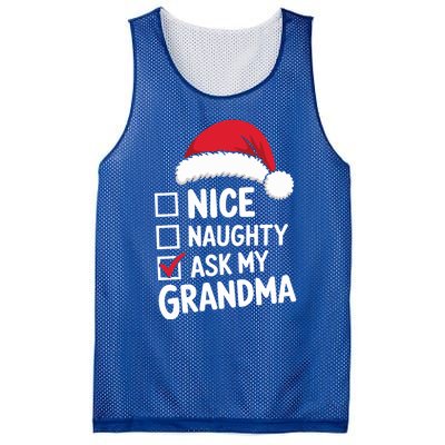 Nice Naughty Ask My Grandma Christmas List Xmas Gift Mesh Reversible Basketball Jersey Tank