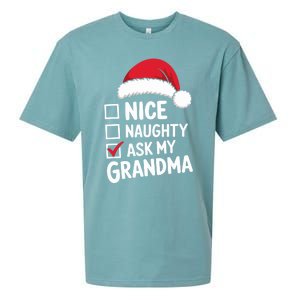 Nice Naughty Ask My Grandma Christmas List Xmas Gift Sueded Cloud Jersey T-Shirt