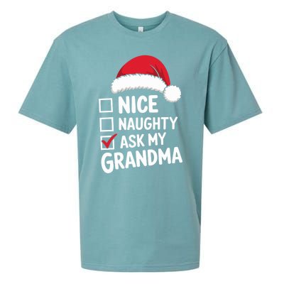 Nice Naughty Ask My Grandma Christmas List Xmas Gift Sueded Cloud Jersey T-Shirt