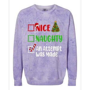 Nice Naughty An Attempt Was Made Christmas List Holiday Xmas Colorblast Crewneck Sweatshirt