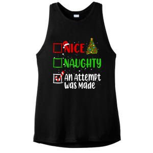 Nice Naughty An Attempt Was Made Christmas List Holiday Xmas Ladies PosiCharge Tri-Blend Wicking Tank