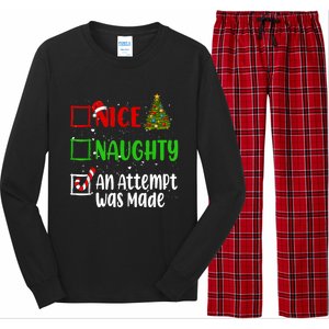 Nice Naughty An Attempt Was Made Christmas List Holiday Xmas Long Sleeve Pajama Set