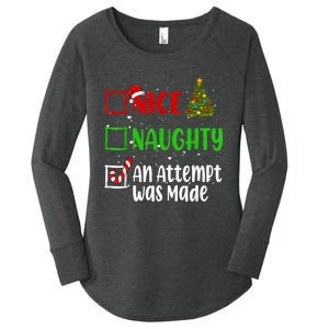 Nice Naughty An Attempt Was Made Christmas List Holiday Xmas Women's Perfect Tri Tunic Long Sleeve Shirt