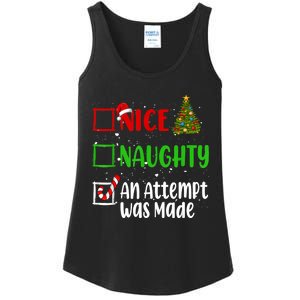 Nice Naughty An Attempt Was Made Christmas List Holiday Xmas Ladies Essential Tank