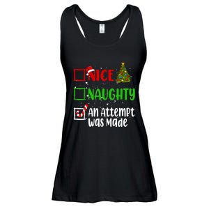 Nice Naughty An Attempt Was Made Christmas List Holiday Xmas Ladies Essential Flowy Tank