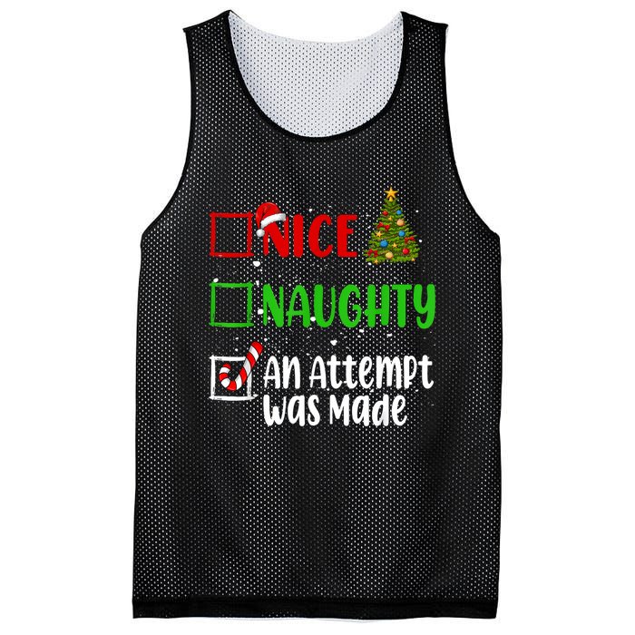 Nice Naughty An Attempt Was Made Christmas List Holiday Xmas Mesh Reversible Basketball Jersey Tank