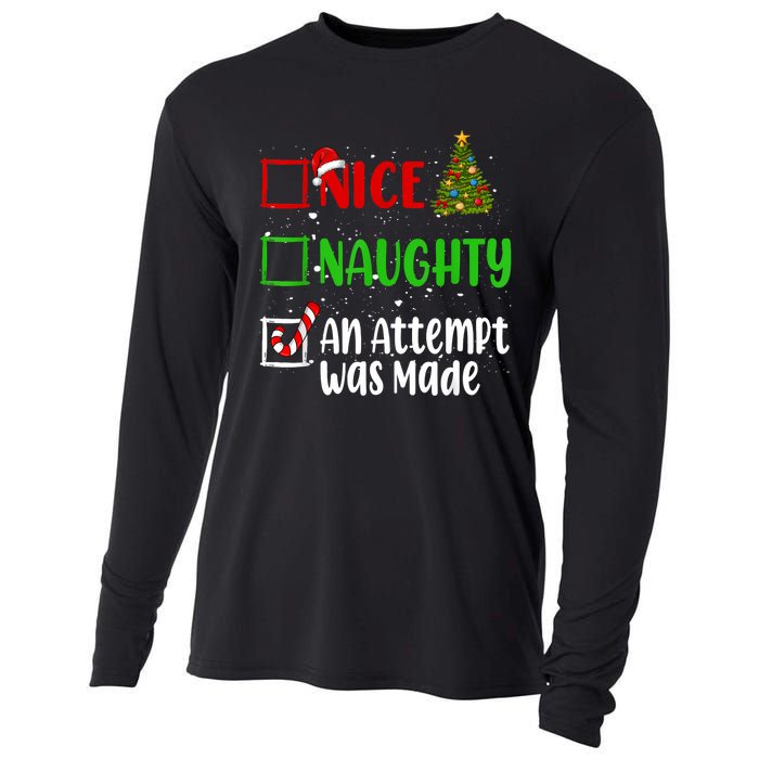 Nice Naughty An Attempt Was Made Christmas List Holiday Xmas Cooling Performance Long Sleeve Crew