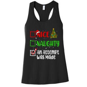 Nice Naughty An Attempt Was Made Christmas List Holiday Xmas Women's Racerback Tank