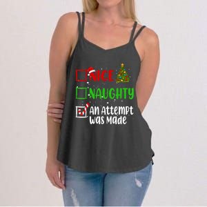 Nice Naughty An Attempt Was Made Christmas List Holiday Xmas Women's Strappy Tank